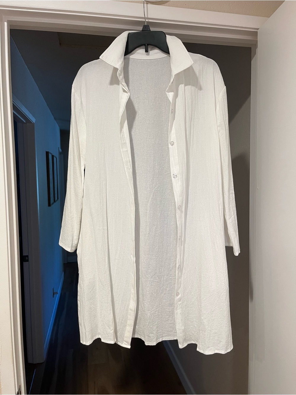 White Cotton Button Front Tunic Top